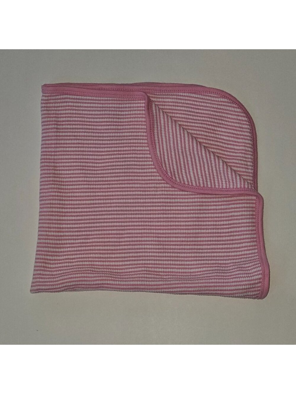Gerber Waffle Knit Cotton Thermal Baby Blanket Pink White Stripes 24x25